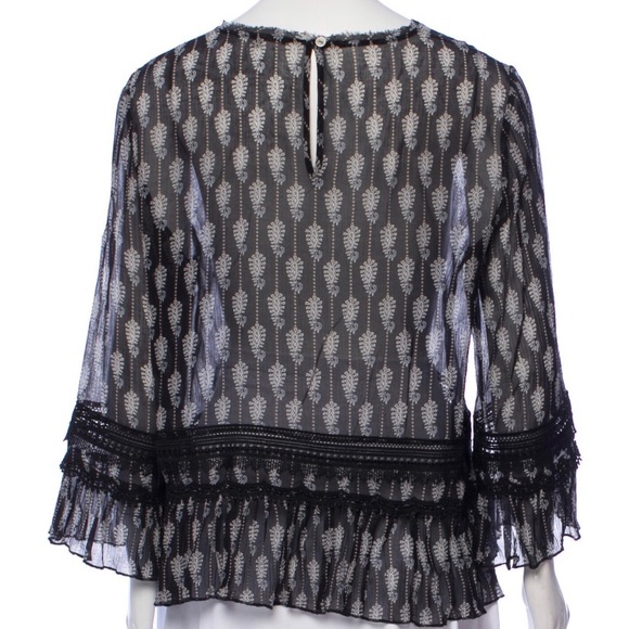 ❤️Kobi Halperin Blouse Ruffle Lace Trim Size 8 - Picture 3 of 4